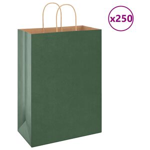 vidaXL Pap&iacute;rov&eacute; ta&scaron;ky 250 ks s uchy zelen&eacute; 32x17x44 cm