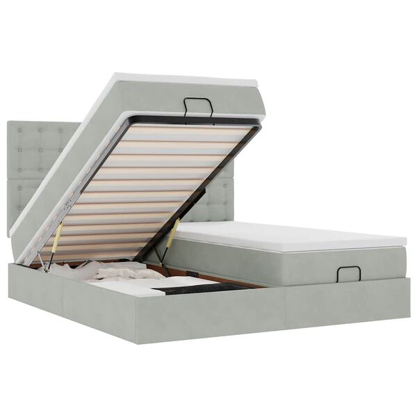 vidaXL Osmansk&yacute; r&aacute;m postele s matrac&iacute;es světle &scaron;ed&aacute; 180x200cm samet