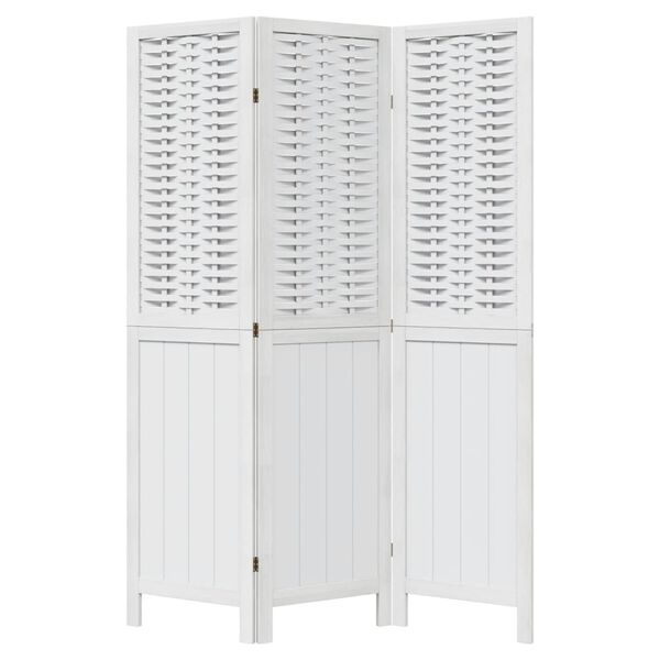 vidaXL Paraván 3dílný bílý masivní dřevo pavlovnie