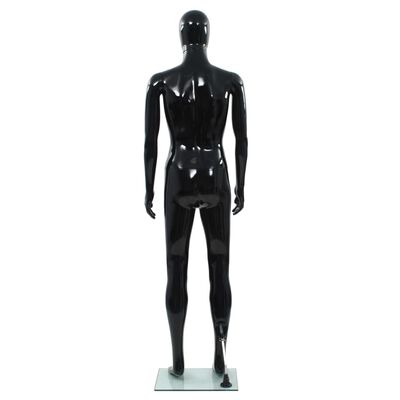 vidaXL Pánská figurína celá postava základna sklo lesklá černá 185 cm