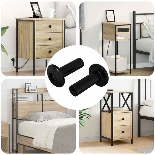 vidaXL Hlavice matice 2 pcs Čern&aacute; M4 x 14,5 mm Železo