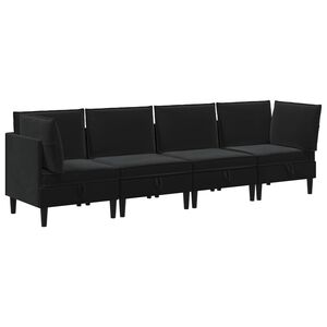 vidaXL Sada n&aacute;bytku do ob&yacute;vac&iacute;ho pokoje 4 ks Čern&aacute; Samet