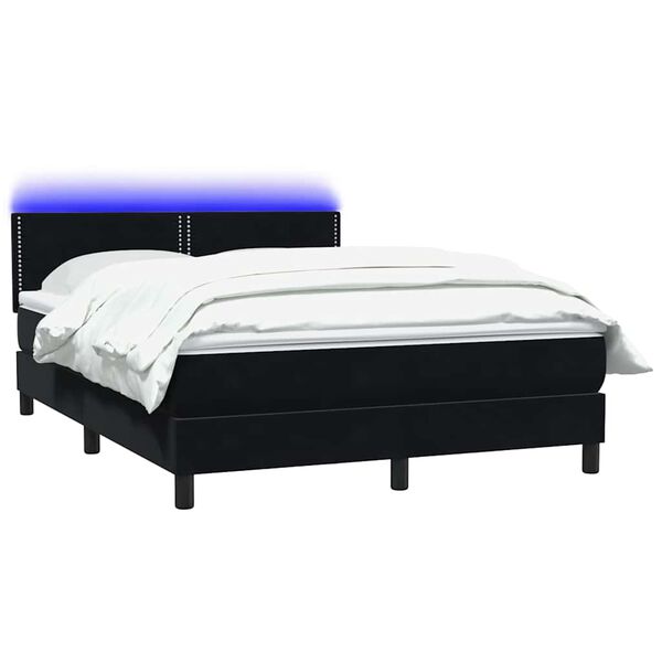 vidaXL Box spring postel s matrac&iacute; a LED čern&aacute; 160x220 cm samet
