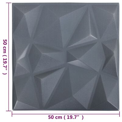 vidaXL 3D nástěnné panely 48 ks 50 x 50 cm diamant šedé 12 m²