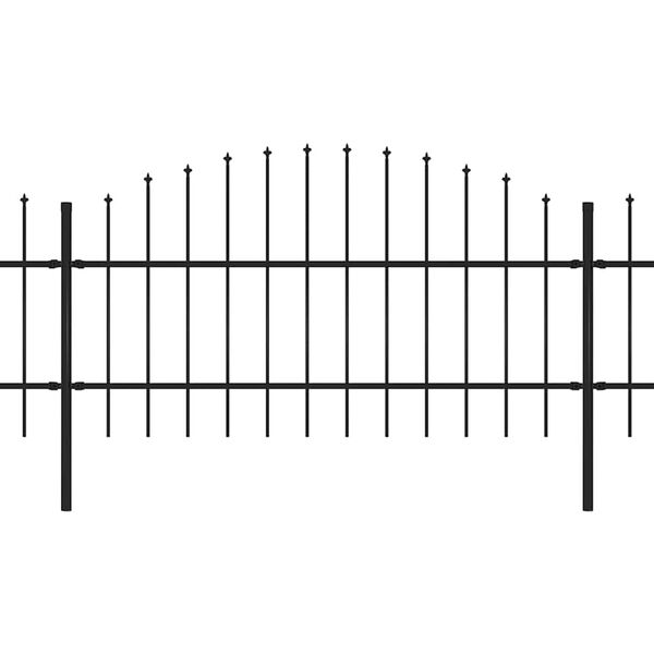 vidaXL Zahradní plot s kopím nahoře ocelový 359 x 100 cm černý