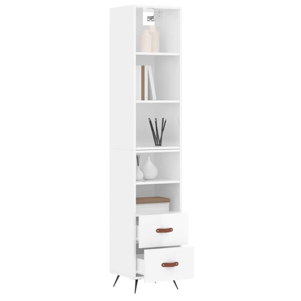 vidaXL Skř&iacute;ň highboard b&iacute;l&aacute; s vysok&yacute;m leskem 34,5x34x180 cm kompozit