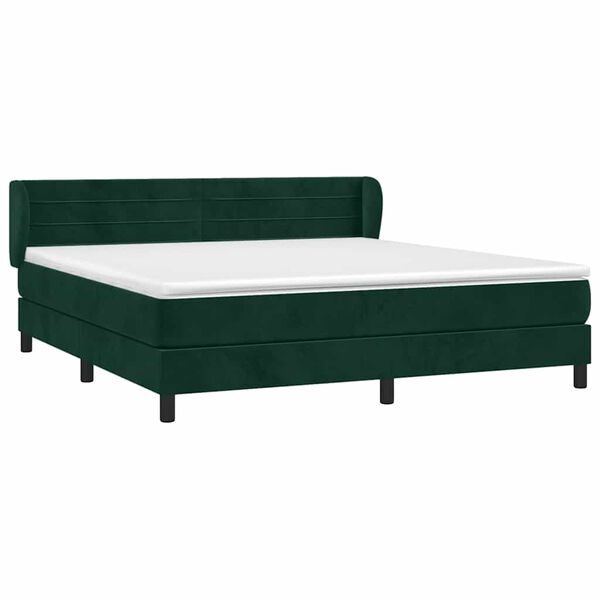 vidaXL Box spring postel s matrac&iacute; tmavě zelen&aacute; 180x200 cm samet