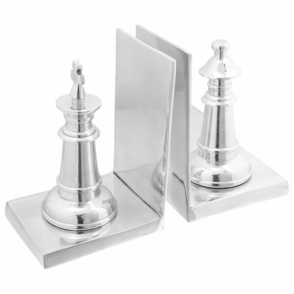 vidaXL Zar&aacute;žky na knihy 2 pcs Stř&iacute;brn&aacute; 11 x 12 x 19,5 cm Hlin&iacute;k