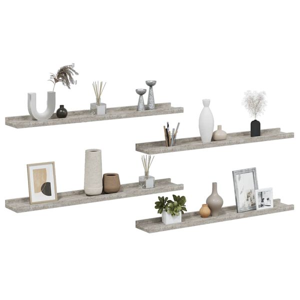 vidaXL N&aacute;stěnn&eacute; police 4 ks betonově &scaron;ed&eacute; 80 x 9 x 3 cm