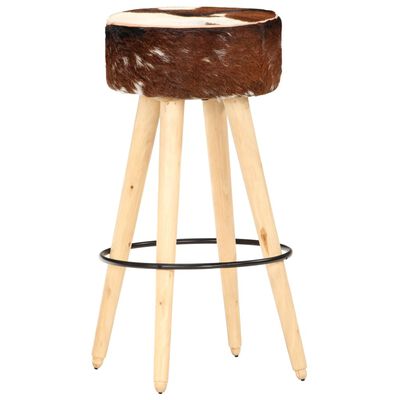 vidaXL Barové stoličky 2 ks hnědé hrubé mangovníkové dřevo pravá kůže