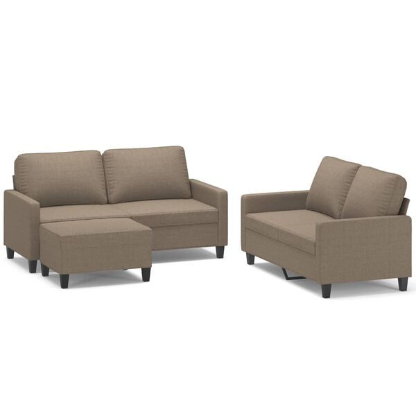 vidaXL 3d&iacute;ln&aacute; sedac&iacute; souprava s podu&scaron;kami taupe textil