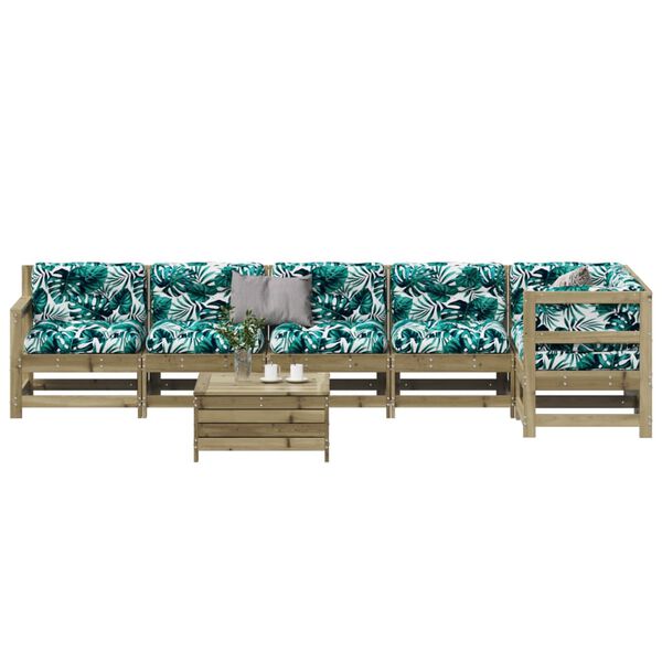 vidaXL 7d&iacute;ln&aacute; zahradn&iacute; sedac&iacute; souprava a podu&scaron;ky impregnovan&aacute; borovice