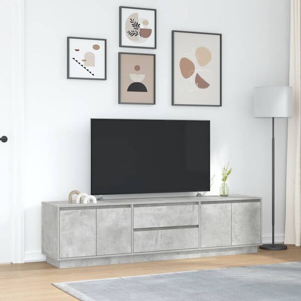 vidaXL TV skř&iacute;ňka s LED osvětlen&iacute;m betonově &scaron;ed&aacute; 193,5x41x50 cm