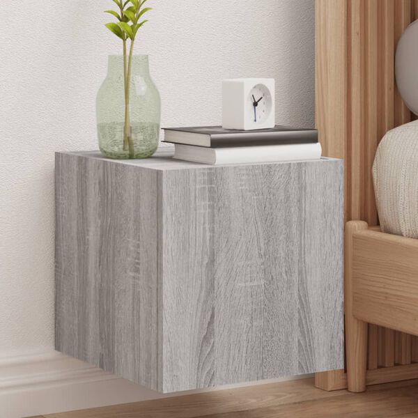 vidaXL N&aacute;stěnn&aacute; TV skř&iacute;ňka s LED osvětlen&iacute;m &scaron;ed&aacute; sonoma 30,5x35x30 cm