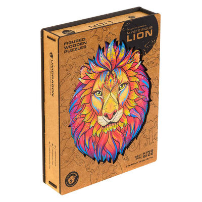 UNIDRAGON 327dílné dřevěné puzzle Mysterious Lion King Size 31 x 40 cm