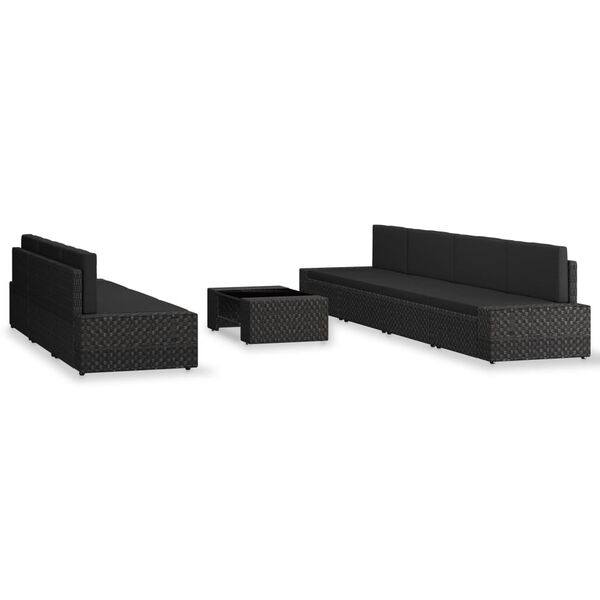 vidaXL 8d&iacute;ln&aacute; zahradn&iacute; sedac&iacute; souprava polyratan čern&aacute;