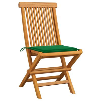 vidaXL Zahradní židle se zelenými poduškami 8 ks masivní teak
