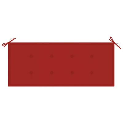 vidaXL Lavice Batavia s červenou poduškou 120 cm masivní teakové dřevo