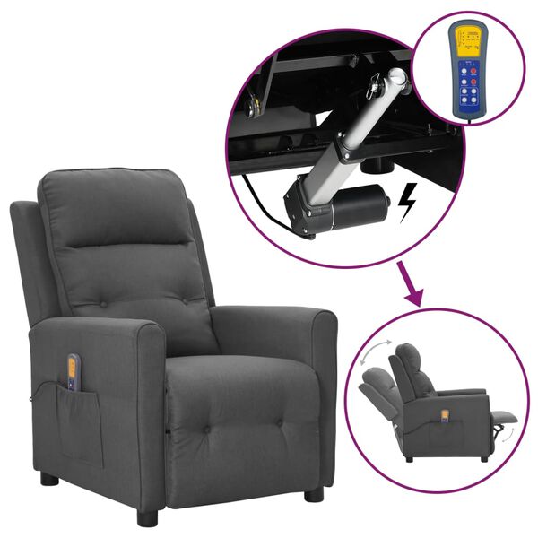 vidaXL Zvedac&iacute; mas&aacute;žn&iacute; křeslo světle &scaron;ed&eacute; textil