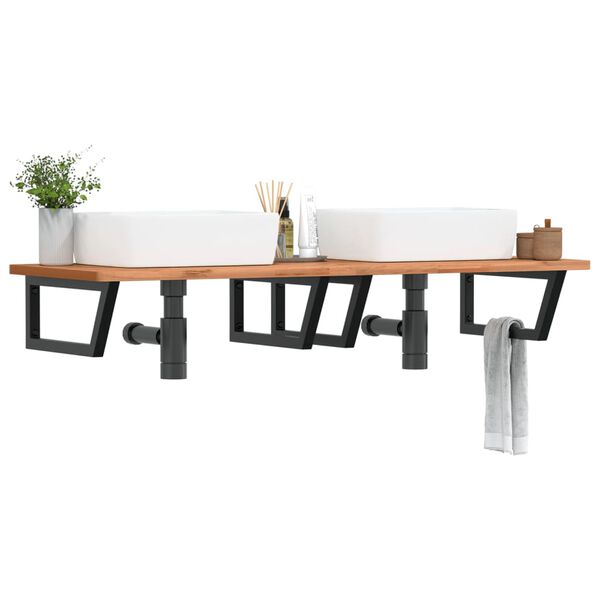 vidaXL Policov&eacute; drž&aacute;ky na umyvadlo 2 ks čern&eacute; lichoběžn&iacute;kov&eacute; ocel