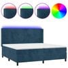 vidaXL Box spring postel s matrac&iacute; a LED tmavě modr&aacute; 200x200 cm samet
