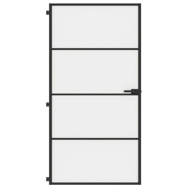 vidaXL Interi&eacute;rov&eacute; dveře &uacute;zk&eacute; čern&eacute; 102,5x201,5 cm tvrzen&eacute; sklo hlin&iacute;k