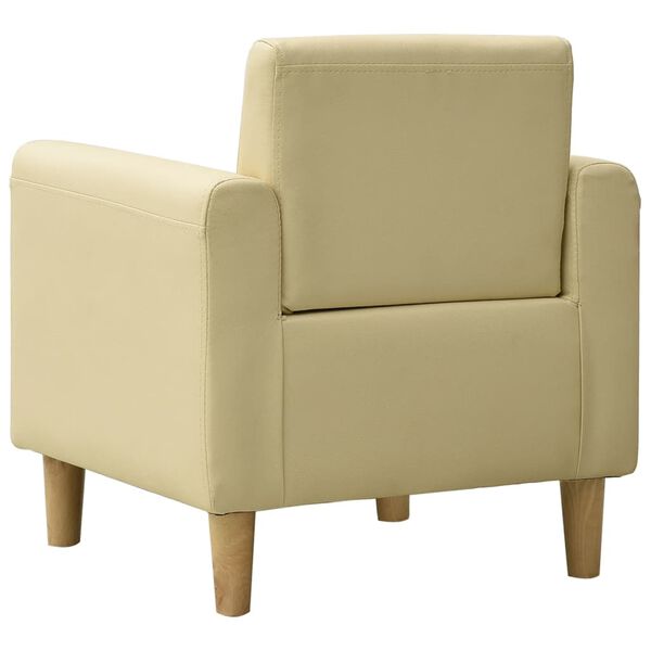 vidaXL Dětsk&aacute; sedačka kr&eacute;mově b&iacute;l&aacute; uměl&aacute; kůže