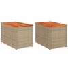 vidaXL Zahradn&iacute; stolky 2 ks b&eacute;žov&eacute; 55x34x37 cm polyratan masivn&iacute; dřevo