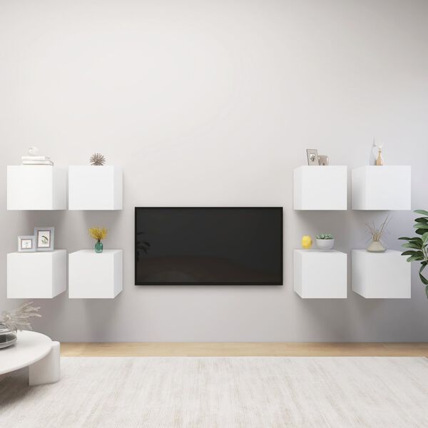vidaXL N&aacute;stěnn&eacute; TV skř&iacute;ňky 8 ks b&iacute;l&eacute; 30,5 x 30 x 30 cm