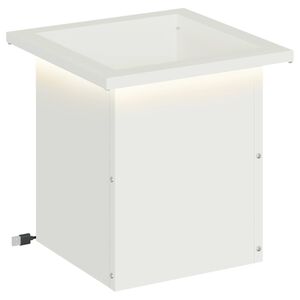 vidaXL Zahradn&iacute; truhl&iacute;k s LED osvětlen&iacute;m B&iacute;l&aacute; 30 x 30 x 30 cm Ocel