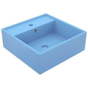 vidaXL Luxusn&iacute; umyvadlo přepad čtvercov&eacute; matn&eacute; světle modr&eacute; 41x41 cm