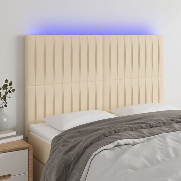 vidaXL Čelo postele s LED kr&eacute;mov&eacute; 144x5x118/128 cm textil