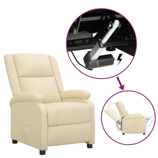 vidaXL Zvedac&iacute; křeslo kr&eacute;mov&eacute; prav&aacute; kůže