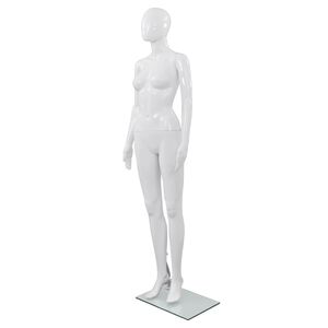 vidaXL D&aacute;msk&aacute; figur&iacute;na cel&aacute; postava z&aacute;kladna ze skla leskl&aacute; b&iacute;l&aacute; 175cm