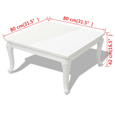 vidaXL Konferenční stolek 80x80x42 cm vysoký lesk bílý