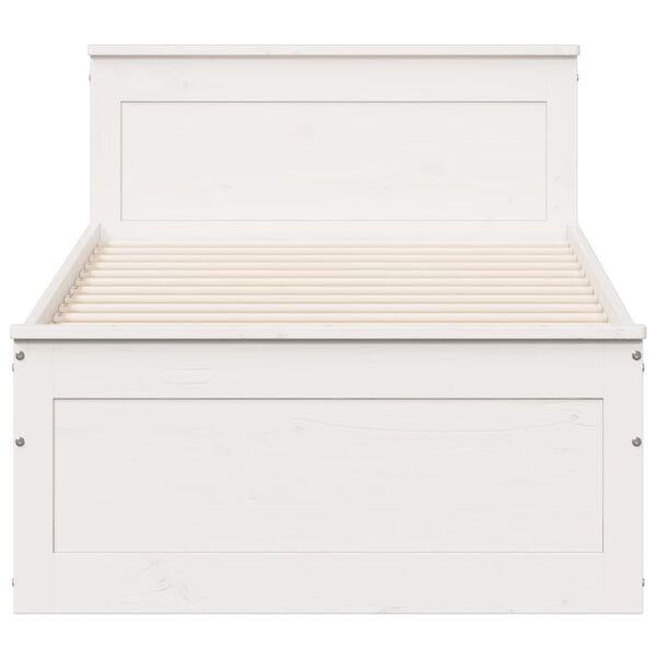 vidaXL Postel bez matrace s čelem b&iacute;l&aacute; 90 x 200 cm masivn&iacute; borovice