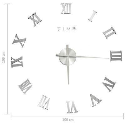 vidaXL 3D nástěnné hodiny moderní design stříbrné 100 cm XXL