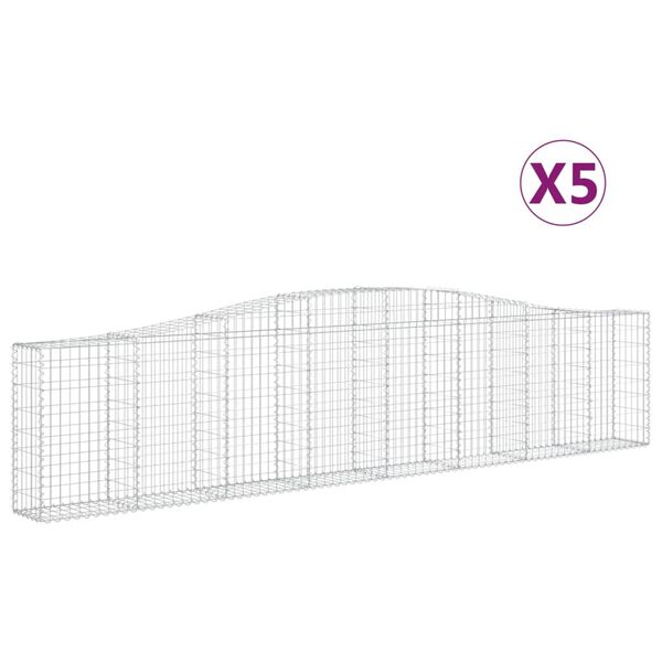 vidaXL Klenuté gabionové koše 5 ks 400x30x80/100 cm pozinkované železo