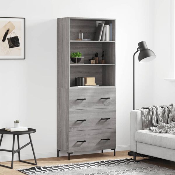 vidaXL Skř&iacute;ň highboard &scaron;ed&aacute; sonoma 69,5 x 34 x 180 cm kompozitn&iacute; dřevo