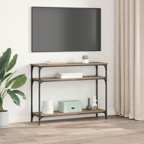 vidaXL Konzolov&yacute; stolek s polic&iacute; Artisanov&yacute; dub 100 x 29 x 75 cm