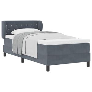 vidaXL Postel s boxspringem s čelo Tmavě &scaron;ed&aacute; 90 x 200 cm samet