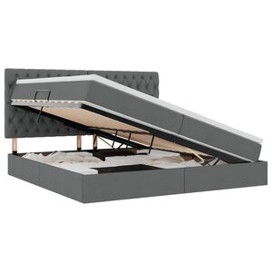 vidaXL Postel s &uacute;ložn&yacute;m prostorem a matrac&iacute; Tmavě &scaron;ed&aacute; 200 x 200 cm