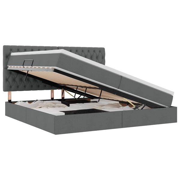 vidaXL Postel s &uacute;ložn&yacute;m prostorem a matrac&iacute; Tmavě &scaron;ed&aacute; 200 x 200 cm