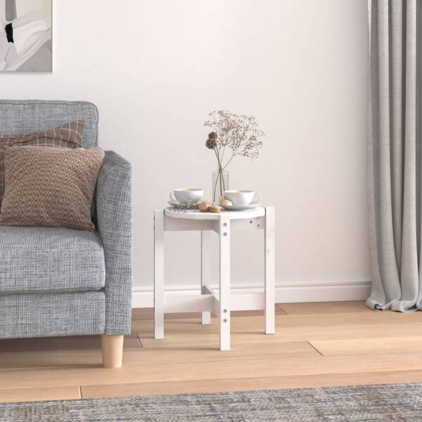 vidaXL Konferenčn&iacute; stolek b&iacute;l&yacute; &Oslash; 42,5 x 45 cm masivn&iacute; borov&eacute; dřevo