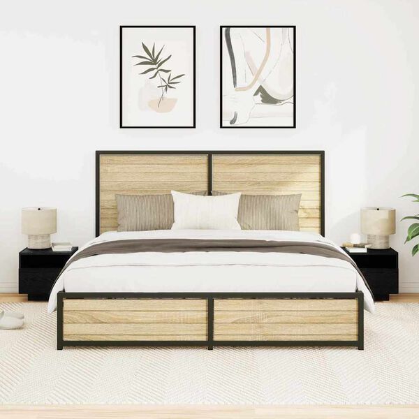 vidaXL Nočn&iacute; skř&iacute;ňka 2 pcs Čern&yacute; dub 40 x 39 x 37 cm kompozitn&iacute; dřevo