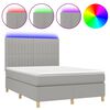 vidaXL Box spring postel s matrac&iacute; a LED světle &scaron;ed&aacute; 140x190 cm textil