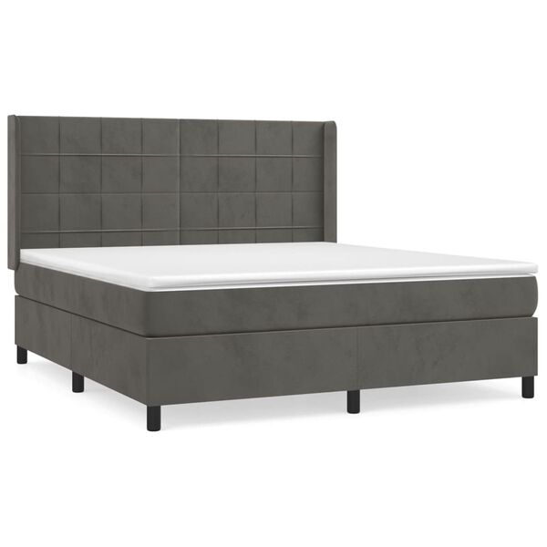 vidaXL Box spring postel s matrac&iacute; tmavě &scaron;ed&aacute; 180x200 cm samet
