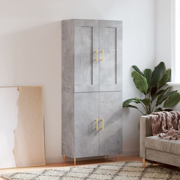 vidaXL Skř&iacute;ň highboard betonově &scaron;ed&aacute; 69,5x34x180 cm kompozitn&iacute; dřevo
