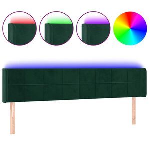 vidaXL Čelo postele s LED tmavě zelen&eacute; 183 x 16 x 78/88 cm samet