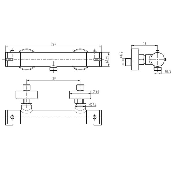 SCH&Uuml;TTE Termostatick&aacute; sprchov&aacute; smě&scaron;ovac&iacute; baterie LONDON čern&aacute;